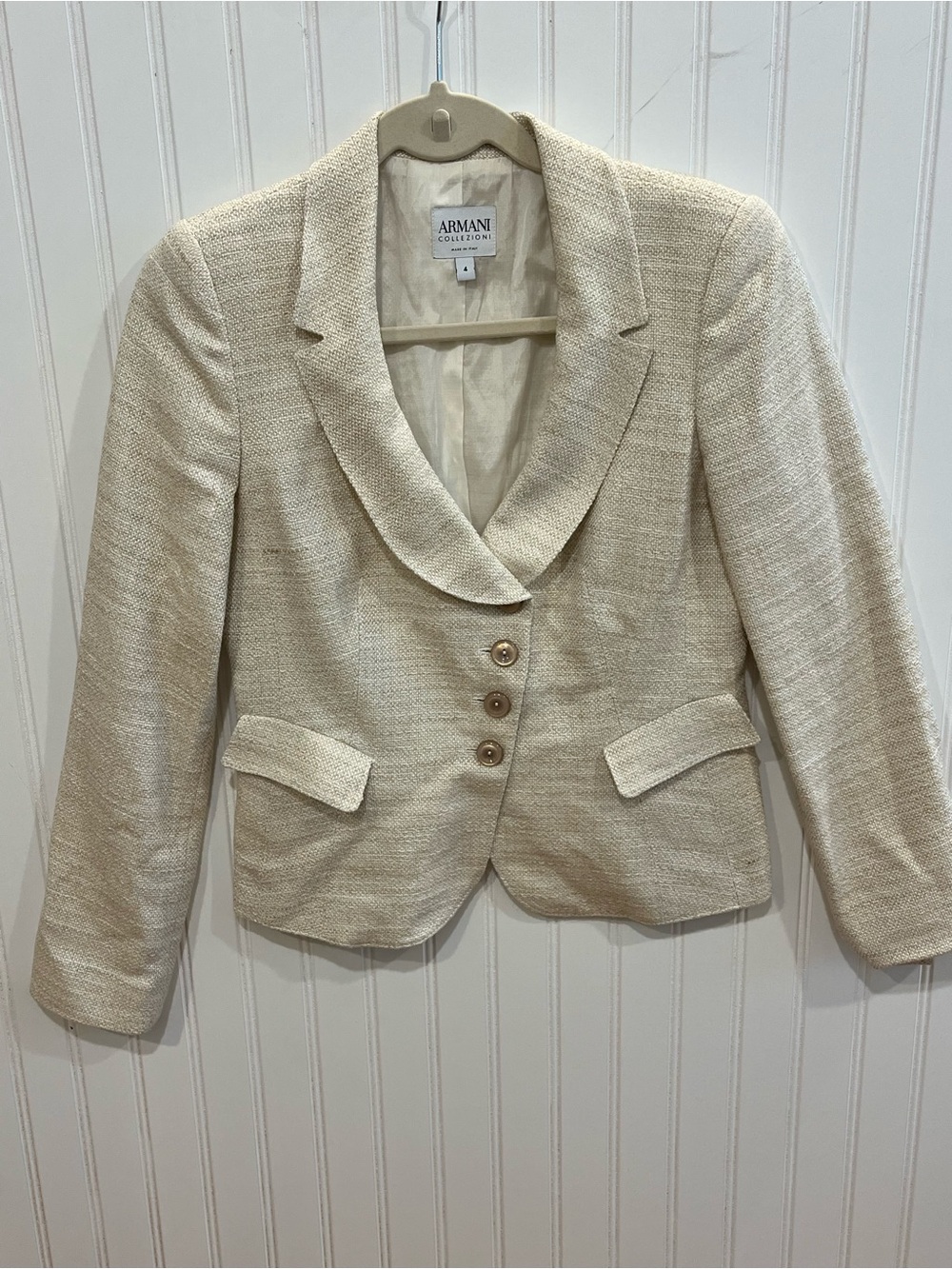 Armani Collezioni Cream Textured Women's Blazer size 4